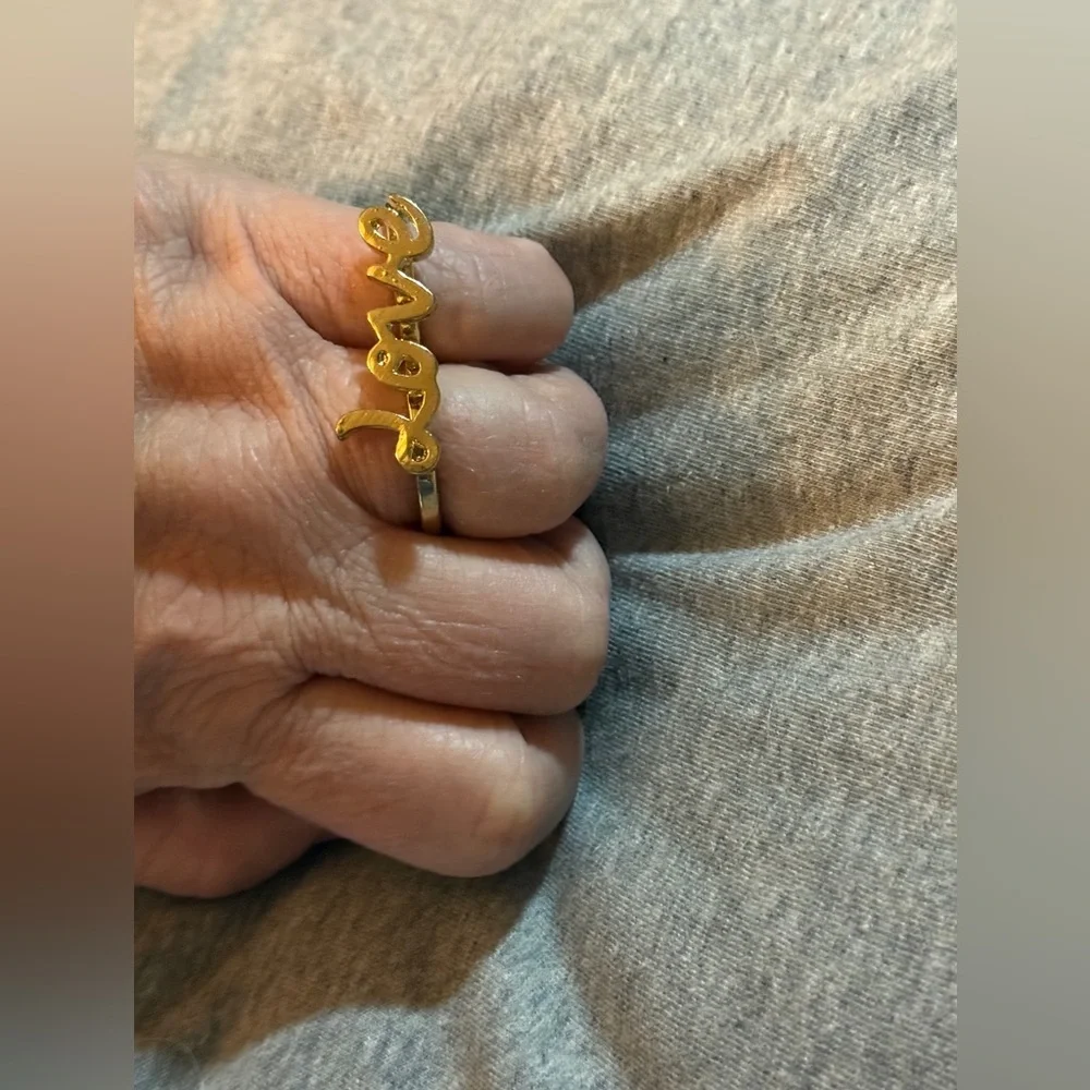Double Finger Gold 'Love' Ring NWT